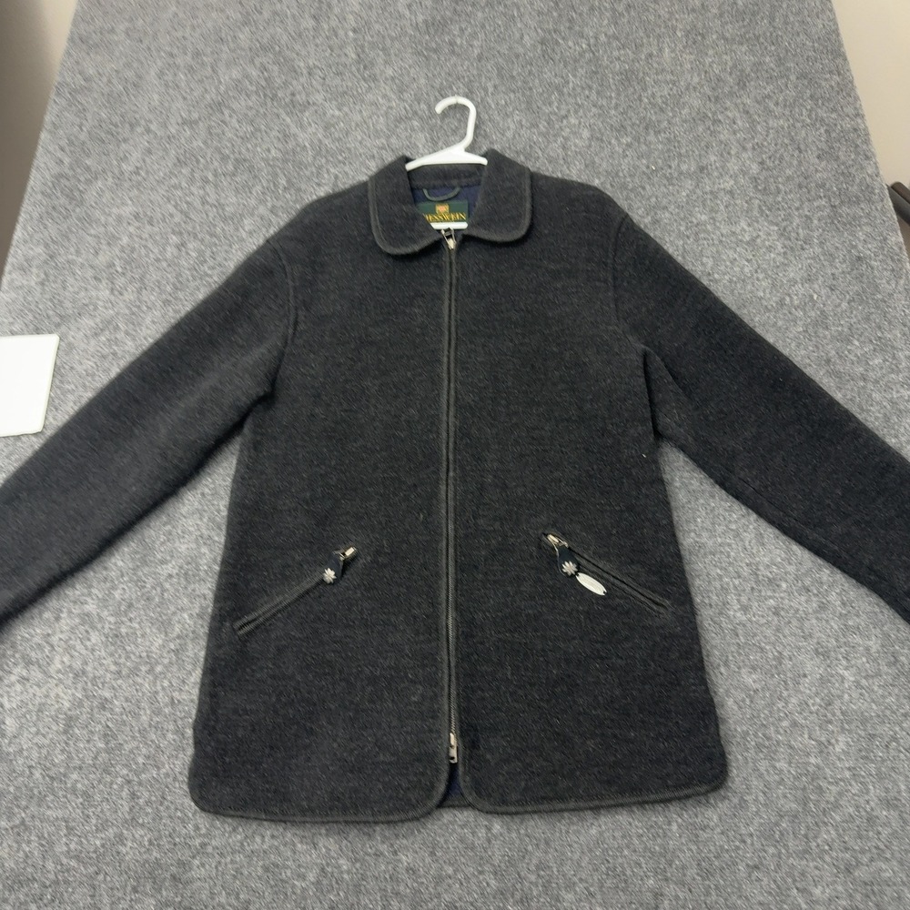Vintage Giesswein Jacket Womens 6 Gray Wool Full Zip Boiled Wool Alpine Classic